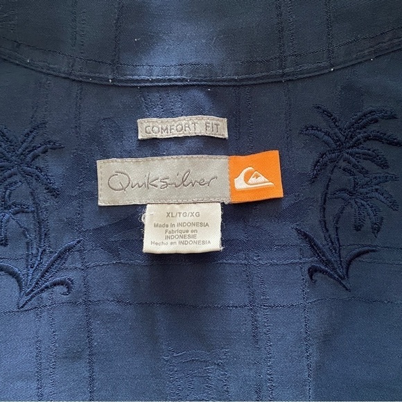 QUIKSILVER Blue Subtle Palm Tree Collared Short Sleeve Shirt Men XL Comfort Fit - Picture 5 of 7